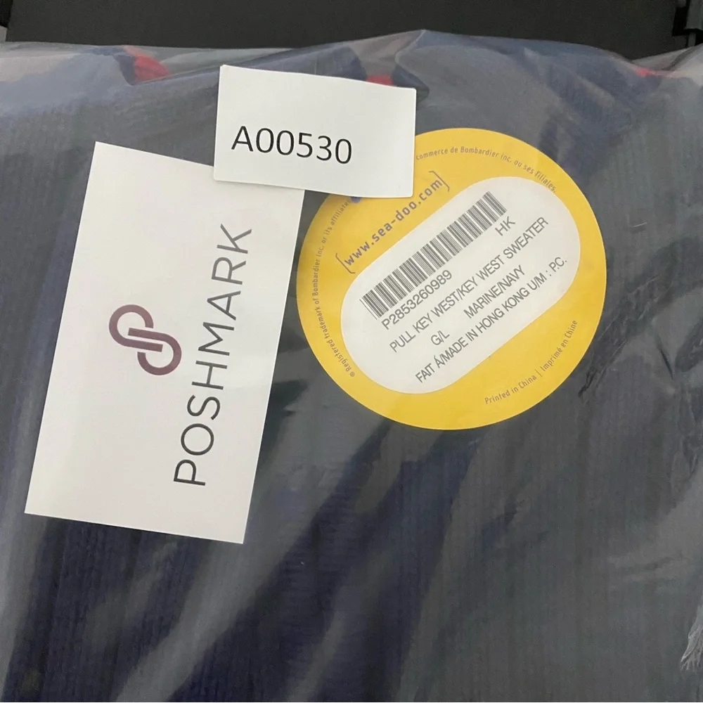 Knit Sweater Men’s Large Chunky Bombardier Key West 1/4 Zip Striped Blue Red - Picture 10 of 13